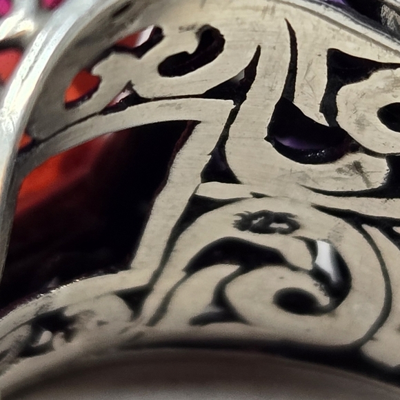 Mystic Quartz Ring Sz 5.5 Sterling Silver Amethyst Citrine Brown Stones Ornate - Picture 8 of 9